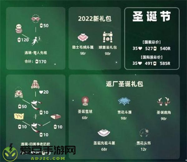 光遇2022圣诞节兑换图一览